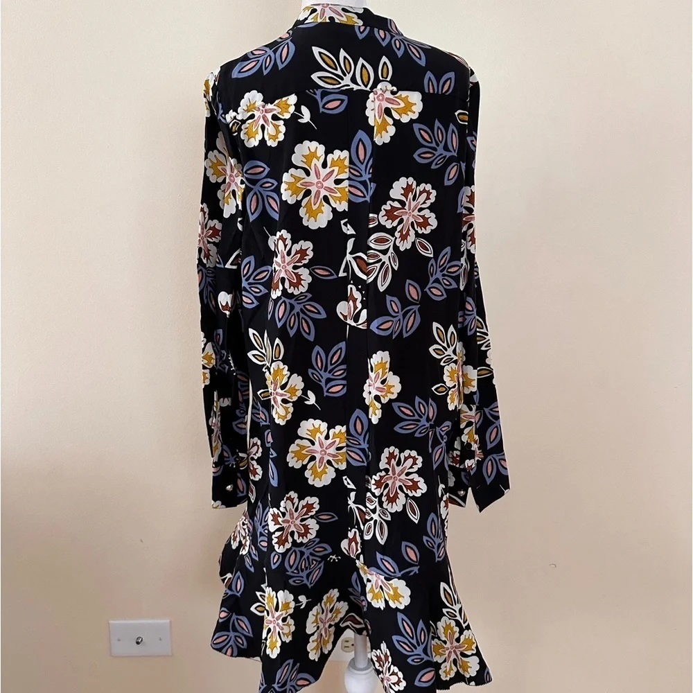 TORY BURCH Floral Jane Black Hopewell Bohemian Shirtdress